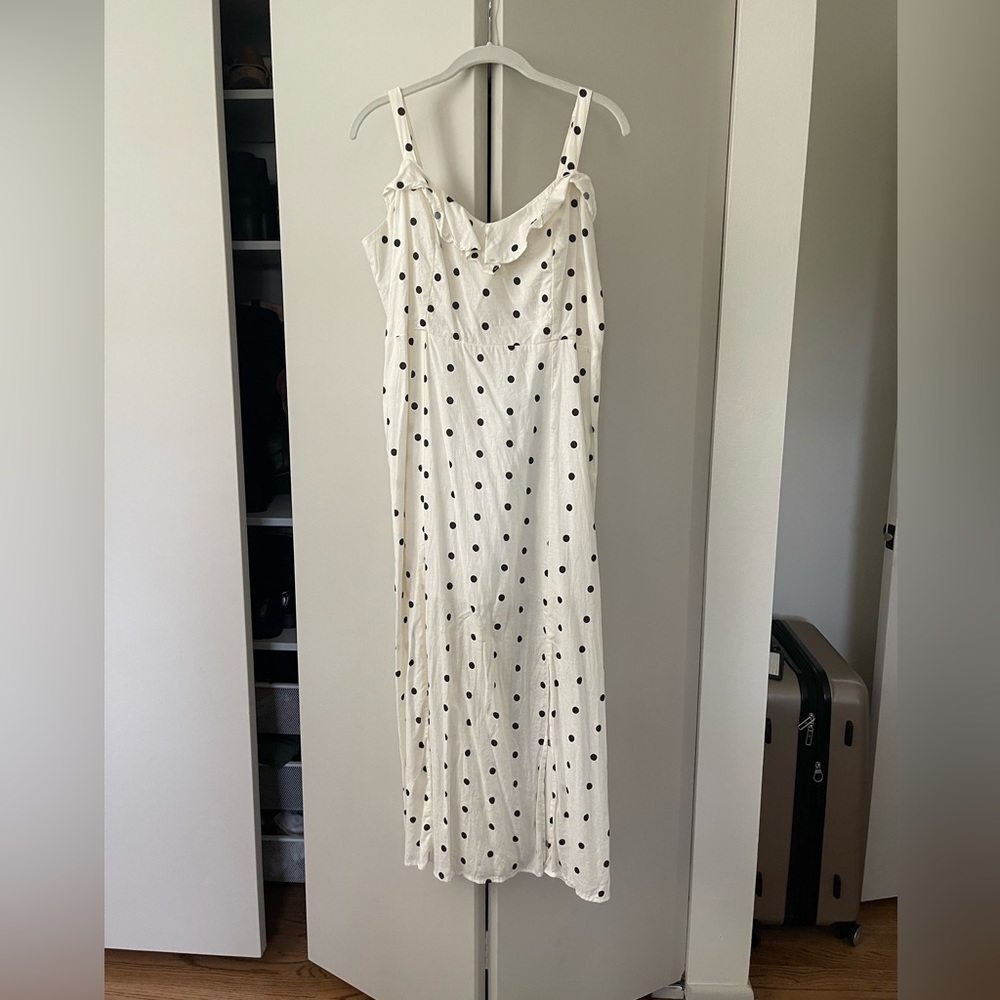 Black and white polka dot midi dress